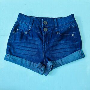 Aeropostale High Waisted Shorts Dark Denim Wash Women's Size 00 Yolk Waist